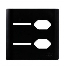 Placa p/ 2 Interruptores + 2 Tomadas 4x4 - Novara Preto Brilhante 